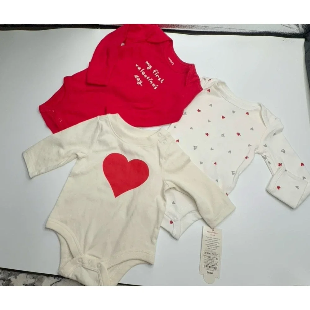 NEW baby girl bundle size 3 months Cat & Jack and Carter's Valentines Day outfit